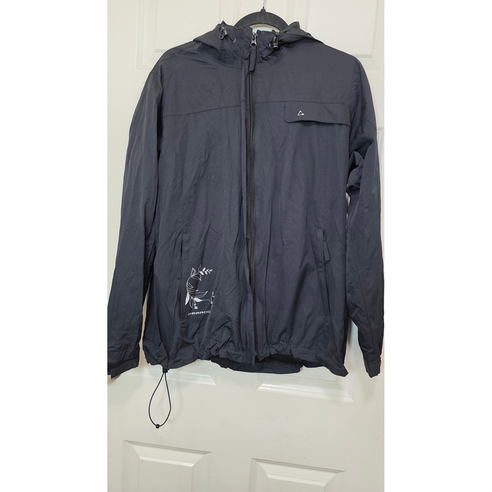 Paradox Rain Jacket Womens Large Black Packable Hooded Windbreaker